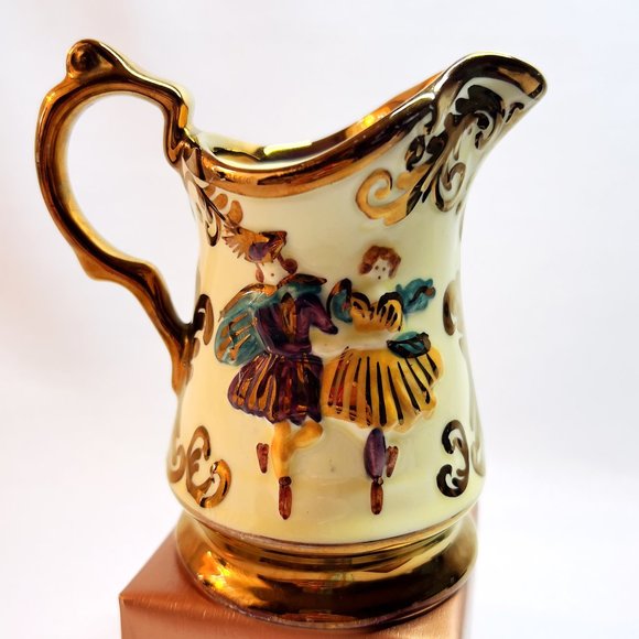 Vintage Wade Festival Creamer Ceramic Small Pitcher Embossed Dancing Couple 1950 - Picture 1 of 8